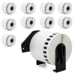 10 x Brother DK-22205 Compatible Labels, 62mm, White Direct Thermal Labels, Permanent