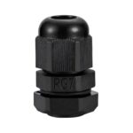 PG7 IP68 Compression Cable Gland 3mm - 6.5mm with Locknut, Conduit Size 12.5mm - Black