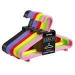 60 x Multicolour Plastic Children's Clothes Hangers with Shoulder Notches - 29cm