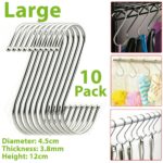10 Large Stainless Steel S Hooks, For Kitchen Utensil, Hanging Clothes - Image 2