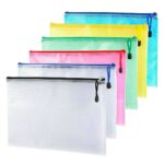 6 x A4 Plastic Zip File Bags Storage Document Folder Protective Wallet Pocket