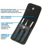 Tweezers Set 3 Piece Professional Stainless Steel Eyebrow Hair Pluckers + Case - Image 3
