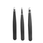Tweezers Set 3 Piece Professional Stainless Steel Eyebrow Hair Pluckers + Case - Image 9