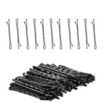200 Hair Grips Clips Bobby Pins Bun Curvy Waved Kirby Girls Clamps Slides Black