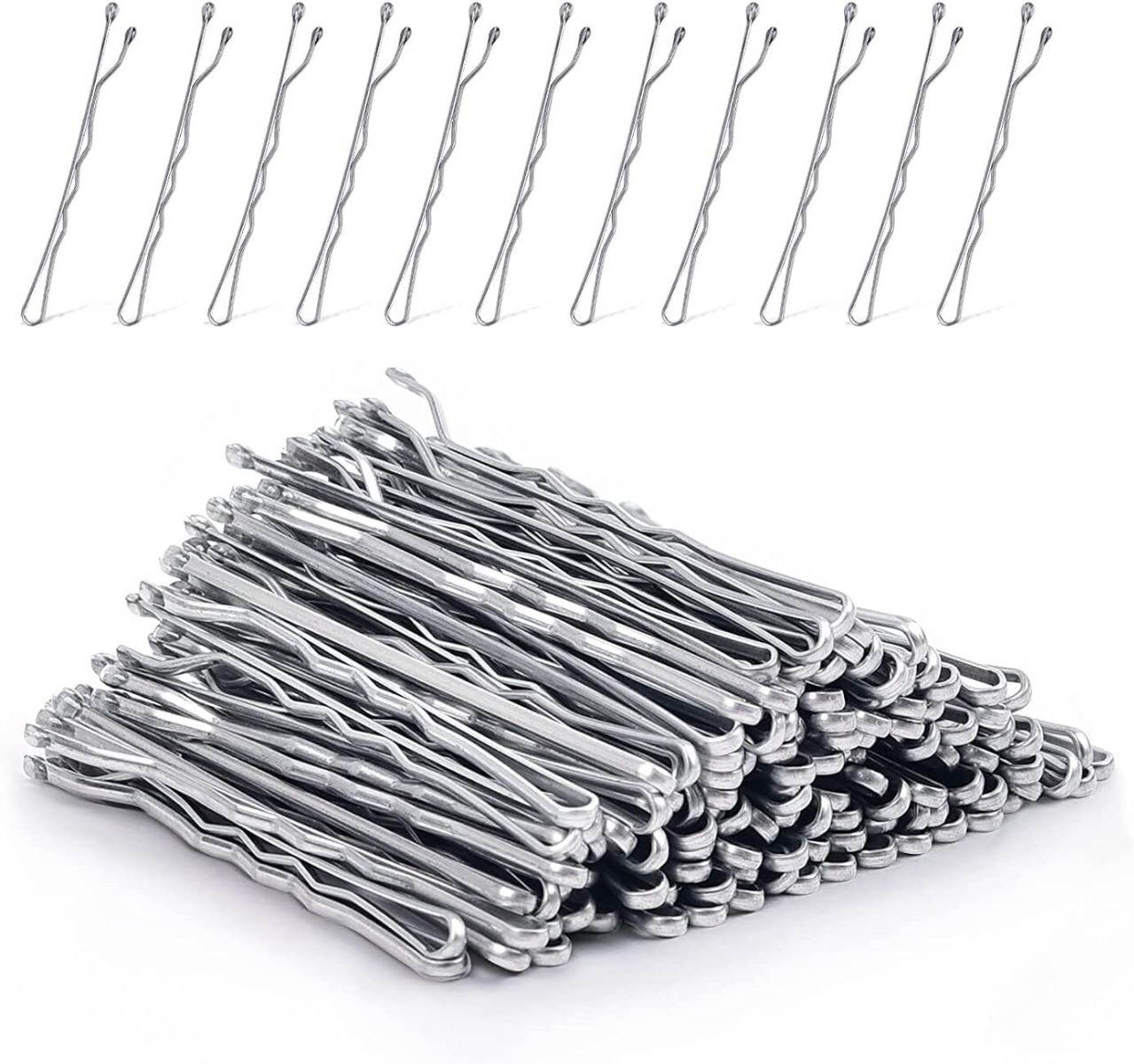 wp-image-avartek-2330.jpeg 36 Waved Hair Pins Black Blonde Brown Bun Pins Hair Slides Kirby Grips 5.3cm (Silver) - Image 1