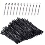 36 Waved Hair Pins Black Blonde Brown Bun Pins Hair Slides Kirby Grips 6.5cm (Black)