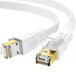 FLAT 30m CAT8 SSTP Shielded 2000MHz 40Gbps High Speed Ethernet Cable RJ45 - White