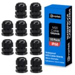 10 Pack M20 20mm IP68 Waterproof Black Cable Glands