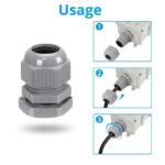 10 Pack M20 20mm IP68 Waterproof Grey Cable Glands - Image 5