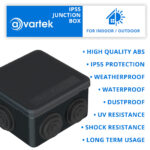 IP55 Waterproof Black Surface Junction Box (85x85x50mm) - Image 2