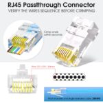 50 Pack RJ45 Pass Through Connectors Cat6, Ethernet RJ45 Plug for Cat6/Cat5/Cat5e UTP Solid & Stranded Network Cable - Image 2