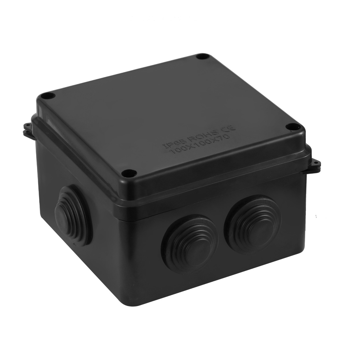wp-image-avartek-437.jpg IP65 Waterproof Black Surface Junction Box (100x100x70mm) - Image 1