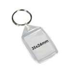 Rectangular Blank Plastic Photo Insert Keyring - 35 x 24mm
