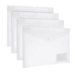 30 Pack A4 POPPER WALLET Plastic Document Folders Envelope Stud ID Holder - Clear