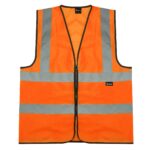 Hi Vis Vest Vest Orange - High Viz Visibility Work Safety Waistcoat - Large