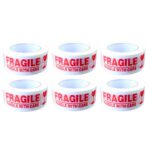 3REE - Handle With Care Fragile Tape 48mm x 68m Pack of 6