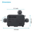 3 Way IP66 Waterproof Cable Connector Junction Box 93 x 55 x 36mm (Black) - Image 2