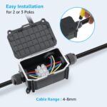 3 Way IP66 Waterproof Cable Connector Junction Box 93 x 55 x 36mm (Black) - Image 4