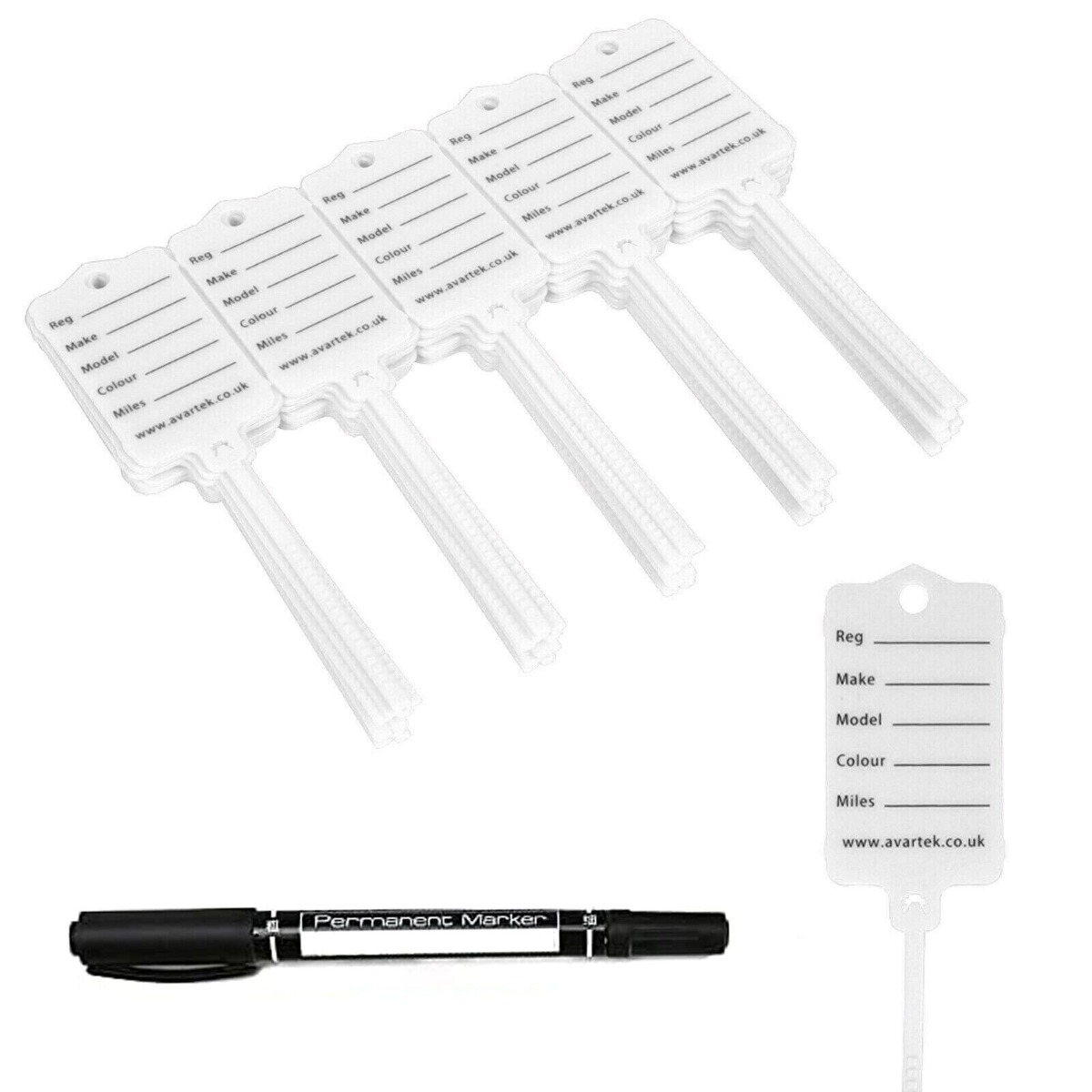 wp-image-avartek-5105.jpeg 50 Self Locking Key Tags Keytags Garages Car Sales Workshops Caravans - White - Image 1