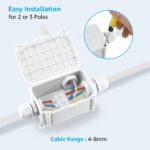 3 Way IP66 Waterproof Cable Connector Junction Box 93 x 55 x 36mm (White) - Image 5