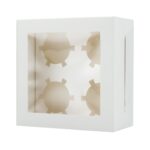 Cupcake Box, Holds 4 (10 Pack) White with Window Size - Image 2