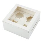 Cupcake Box, Holds 4 (10 Pack) White with Window Size - Image 3