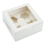 Cupcake Box, Holds 4 (10 Pack) White with Window Size - Image 4