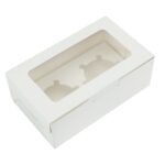 Cupcake Box, Holds 2 (10 Pack) White with Window Size - Image 2