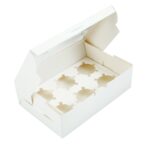 Cupcake Box, Holds 6 (10 Pack) White with Window